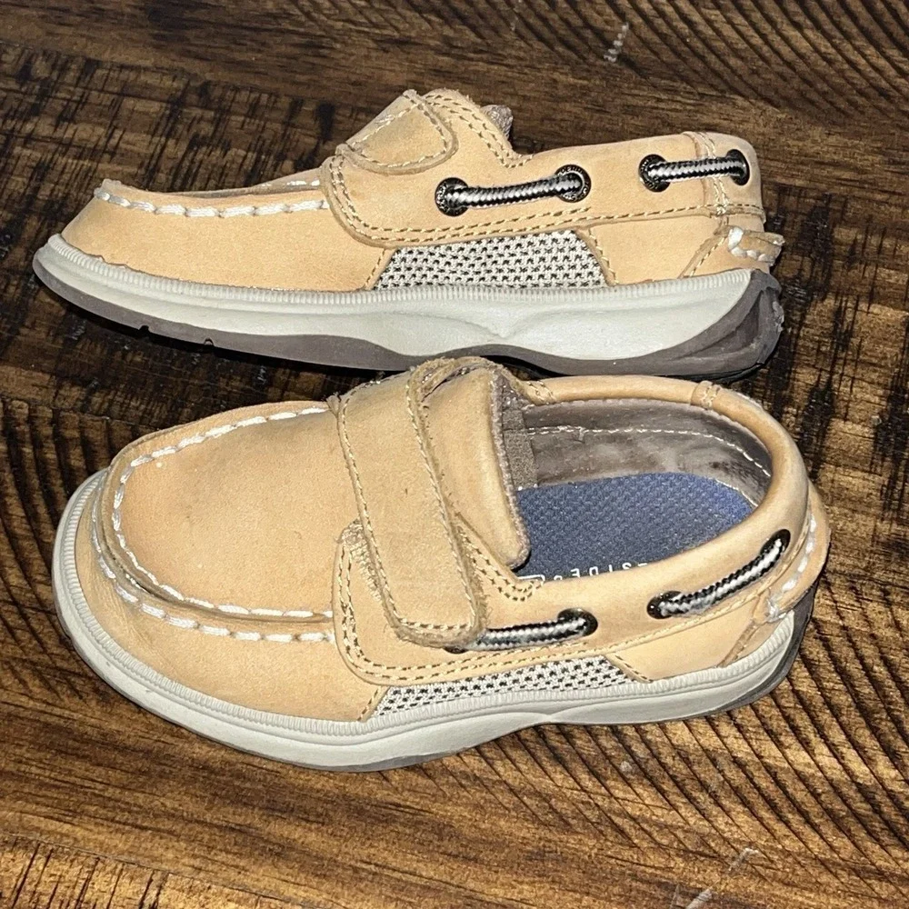 Sperry Top Sider Toddler Boys Boat Shoes‎ Sz 6 Tan Leather Loafers 6.5